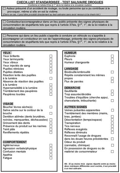 Check-list test salivaire drogues Check-list test salivaire drogues